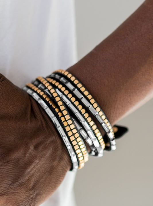 This Time With Attitude Black Double Wrap Bracelet