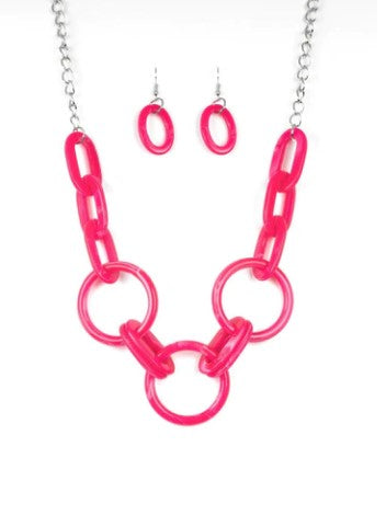 Turn Up The Heat Pink Acrylic Necklace