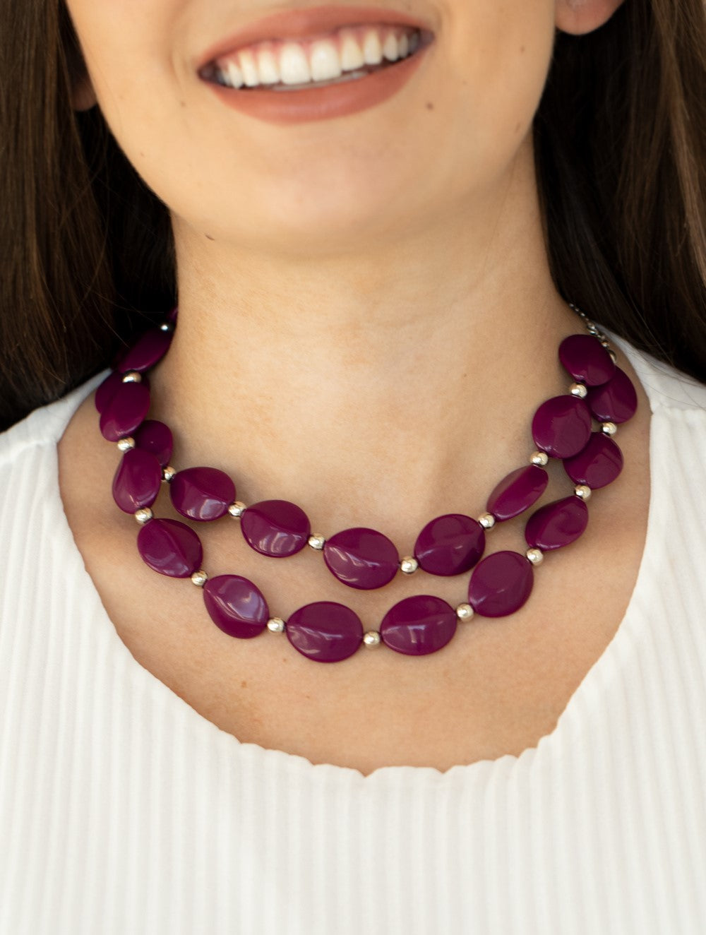 Two-Story Stunner Purple Necklace