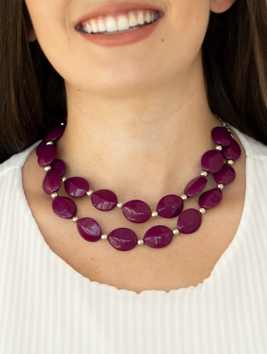 Two-Story Stunner Purple Necklace