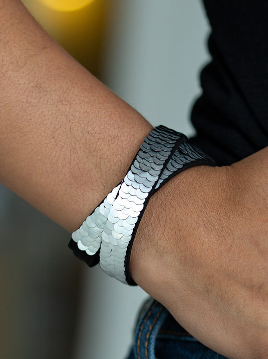 Under The SEQUINS Silver Double Wrap Bracelet