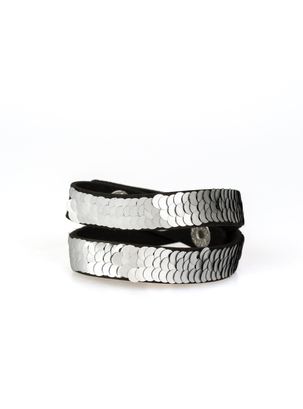 Under The SEQUINS Silver Double Wrap Bracelet