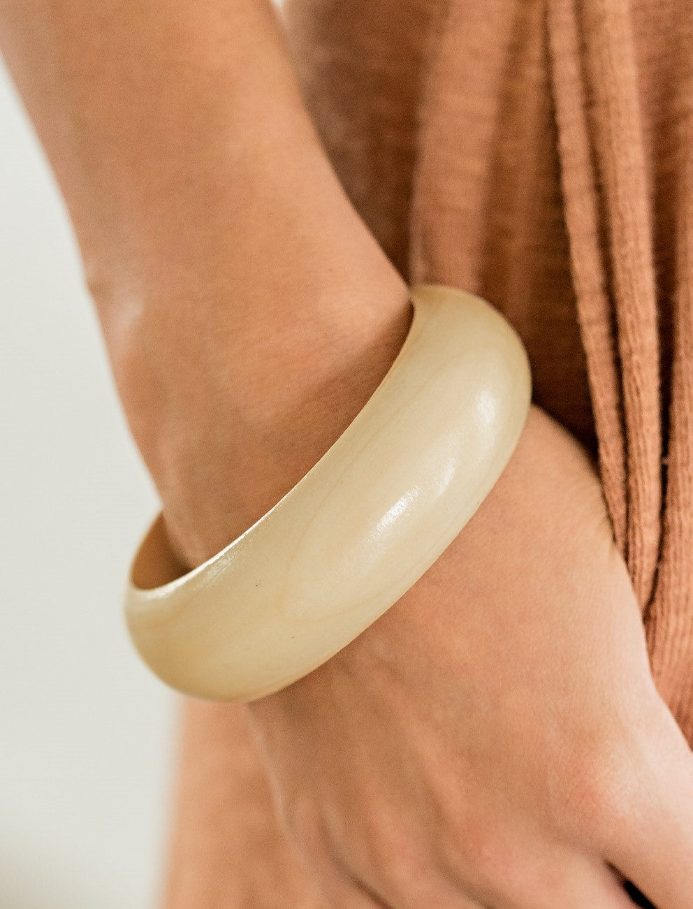 Whimsically Woodsy White Bangle Bracelet