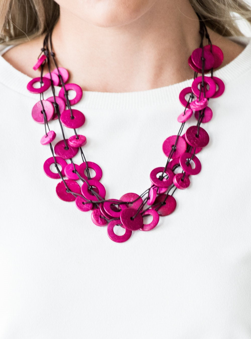 Wonderfully Walla Walla Pink Wooden Necklace