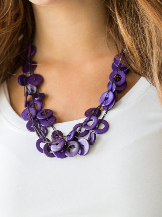 Wonderfully Walla Walla Purple Wooden Necklace