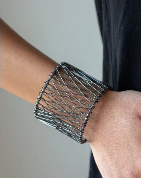 Work For WIRE Black Cuff Bracelet